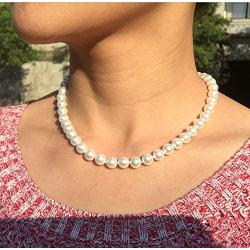 LEILEE Faux Hand Knotted Glass Imitation Pearls Necklace Earring Jewelry 4 Set for Women and Girls