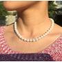 LEILEE Faux Hand Knotted Glass Imitation Pearls Necklace Earring Jewelry 4 Set for Women and Girls