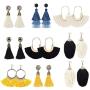 Udalyn 9 Pairs Tassel Earrings Bohemian Silky Thread Fan Fringe Tassel Earrings Set Fashion Colorful Handmade Dangle Hook Eardrop For Women Jewelry Gift