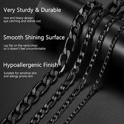 PROSTEEL 316L Stainless Steel Figaro Chain Necklace for Men/Women, Black/18K Real Gold Plated, 4mm to 13mm, 14inch to 30inch, Come Gift Box