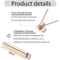 Sllaiss 2 pcs Cremation Jewelry Crystals from Austria Stainless Steel Black Silver Tone Bar Urn Pendant Memorial Ashes Keepsake Exquisite Necklace