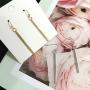 ANDPAI 2 Pairs Handmade Chic Minimalist Vertical Long Bar Dangle Earrings Gold Silver Plated Drop Line Geometric jewelry for Women Girls