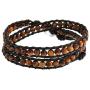 Bling Jewelry Brown Tiger Eye Genuine Black Brown Leather Strand Double Wrap Bracelet for Women for Men