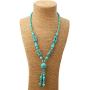 Amazon Day Deals Turquoise Long Beaded Bohemia Necklace for Women Vintage Ethnic Alloy Pendant Jewelry & Earring Set