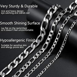 PROSTEEL 316L Stainless Steel Figaro Chain Necklace for Men/Women, Black/18K Real Gold Plated, 4mm to 13mm, 14inch to 30inch, Come Gift Box