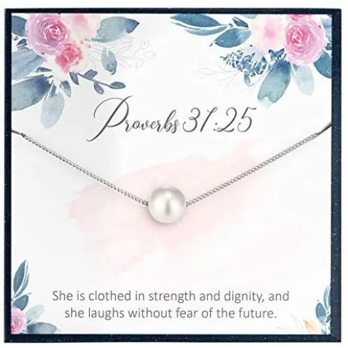 Grace of Pearl Religion Necklace Gift Proverbs Necklace Scripture Jewelry Gift Encouragement Jewelry for Women