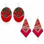 ZRosse 2 pairs African Tradition Prints Wooden Drop Earrings Afrocentric Ethnic Bohemian Styles Big Wood Loops Jewelry For Women Gifts