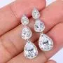 EVER FAITH Silver-Tone Cubic Zirconia Birthstone 3 Tear Drop Dangle Earrings EVER FAITH Silver-Tone Cubic Zirconia Birthstone 3 Tear Drop Dangle Earrings