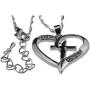 Embolden Jewelry Silver Christian Cross & Heart Pendant [I Love Jesus] CZ Necklace - Amazing Mothers Day, Easter for Girls Teens & Women