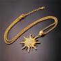 U7 Fashion Big Flower Charm Necklace Rhinestone Crystal 18K Gold Plated Chain & Big Sun Flower Pendant for Women Men