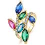 JIANGYUE Multicolor CZ Cubic Zirconia Rings for Women Gold Plated Rainbow Gemstones Wedding Engagement Cocktail Birthstone Jewelry Gifts Size 5 6 7 8 9 10