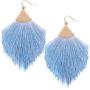 Humble Chic Fringe Tassel Statement Dangle Earrings - Lightweight Boho Long Feather Drops for Women - Bohemian Tribal Hammered Gold-Tone with Silky Thread Strands