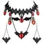 Prettie Choker Necklace for Women Gothic Black Lace Necklace for Halloween Punk Steampunk Costume Party Retro Lolita Victorian Choker Halloween Bat Vampire Pendant