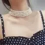 Faux Pearl Strands Choker Necklace Handmade Multilayer Beads Necklace Chain Jewelry Silver Plated for Women Girls Faux Pearl Strands Choker Necklace Handmade Multilayer Beads Necklace Chain Jewelry Silver Plated for Women Girls
