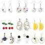 9 Pairs Cute Funny Earrings Toilet Paper Dice Earrings Cherry Face Orange Universe Planet Astronaut Earrings for Girls Women