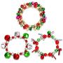 3pcs Christmas Jingle Bell Bracelets Xmas Multi Color Stretch Beaded Charm Bracelet Gift Jewelry Christmas Stocking Stuffers Holiday Party Favors For Women Girls Kids