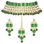 Aheli Faux Kundan Stone Indian Traditional Necklace Earrings Maang Tikka Set Wedding Fashion Party Wear Jewelry for Women