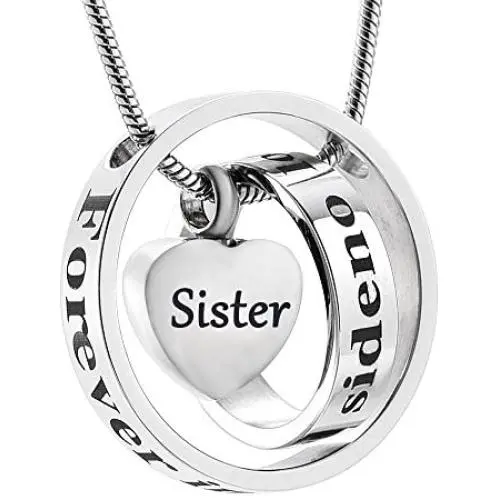 memorial jewelry Forever in My Heart,No Longer by My Side Cremation Pet Urn Necklace Screw Opens and Lock Ashes Pendant Jewelry for Dog Cat