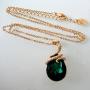 Navachi 18k Gold Plated Water Drop Crystal Green Zircon Az6003p Snake Pendant Necklace 16''+2''