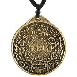 HZMAN Vintage Tibetan I Ching Spiritual Divination Om Pendant Necklace from Nepal, Yoga Jewelry