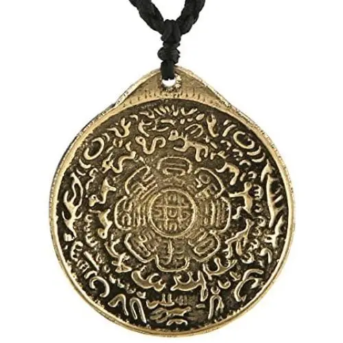 HZMAN Vintage Tibetan I Ching Spiritual Divination Om Pendant Necklace from Nepal, Yoga Jewelry