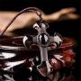 DUOVEKT Natural Ice Obsidian Cross Amulet Pendant Necklace for Women Men Hand Carved Stone Beads Chain Jewelry
