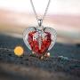 AOBOCO Sterling Silver Registered Nurse RN Caduceus Pendant Necklace with Angel Heart Charm Made with Blue Red Austrian Crystal, Nurse Nursing School Graduation Gifts for Women