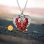 AOBOCO Sterling Silver Registered Nurse RN Caduceus Pendant Necklace with Angel Heart Charm Made with Blue Red Austrian Crystal, Nurse Nursing School Graduation Gifts for Women