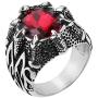 HZMAN Mens Vintage Gothic Biker Dragon Claw Ruby Sapphire Emerald Skull Stainless Steel Ring