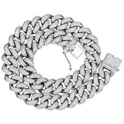 GOLD IDEA JEWELRY 20mm Hip Hop Stainless Steel VVS Lab Diamonds Iced Out Miami Cuban Link Chain