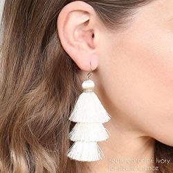 Bohemian Multi Tassel Statement Earrings - Lightweight Silky Tiered Layer Thread Fringe, Chandelier Duster Dangles Plaid, Snake Print Leather