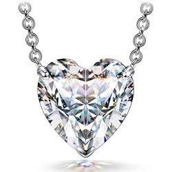 925 Sterling Silver Necklace, Sparkly Zirconia Solitaire Pendant Necklace for Women Girls Jewelry Gift with Delicate Box