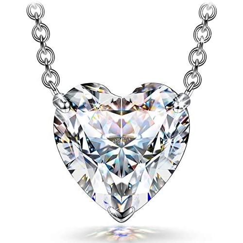 925 Sterling Silver Necklace, Sparkly Zirconia Solitaire Pendant Necklace for Women Girls Jewelry Gift with Delicate Box