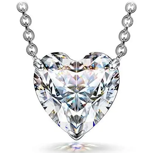 925 Sterling Silver Necklace, Sparkly Zirconia Solitaire Pendant Necklace for Women Girls Jewelry Gift with Delicate Box 925 Sterling Silver Necklace, Sparkly Zirconia Solitaire Pendant Necklace for Women Girls Jewelry Gift with Delicate Box