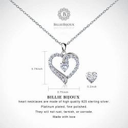 Women 925 Sterling Silver heart necklace - Billie Bijoux “You Are the Only One” Love Platinum Plated CZ Diamond pendant Necklace Gift for Women Girls Valentines Day Mothers Day
