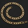 HZMAN Men Women 24k Real Gold Plated Figaro Chain Stainless Steel Necklace, Wide 5mm 7mm 9mm 13mm