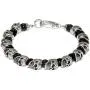 Blackjack Jewelry Mens Genuine Gemstone Stainless Steel Skeleton Skull Punk Beaded Hand Bracelet With Cuff Hook Clasp Blackjack Jewelry Mens Genuine Gemstone Stainless Steel Skeleton Skull Punk Beaded Hand Bracelet With Cuff Hook Clasp