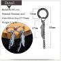 Men Feather Hoop Earrings Tassel Dangle Chain Punk Ear Studs Stainless Steel Silver Piercing Jewelry