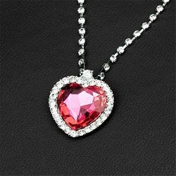 QEPOL Titanic Heart of The Ocean Neckalce Jewelry Silver Love Heart of Ocean Pendant Necklaces Made with Created Blue Sapphire Crystals Eternal Love- Valentines Day Gifts