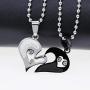 Uloveido Stainless Steel Mens Womens Couples Pendant Necklace Love Heart CZ Puzzle Matching Fashion Jewelry Gifts (9 clolors to Choose) SN102