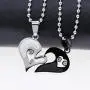 Uloveido Stainless Steel Mens Womens Couples Pendant Necklace Love Heart CZ Puzzle Matching Fashion Jewelry Gifts (9 clolors to Choose) SN102