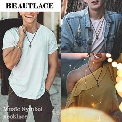 Beautlace Womens Musical Note Necklace Silver/18K Gold Black Gun Plated Treble Clef Music Note Jewelry Gifts for Music Lover