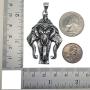Holy 3 Headed Elephant God Erawan Ganesha Hindu Indian Thai Laos Laotian Pewter Mens Pendant Necklace Money Good Luck Lucky Charm Protection Amulet Safe Travel Talisman for men Stainless Steel Chain