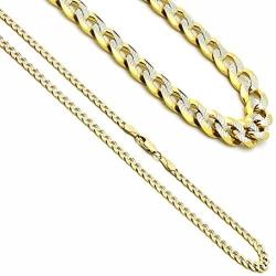 Sterling Silver 3.7mm Two Tone Miami Cuban Chain Necklace 18''-30''