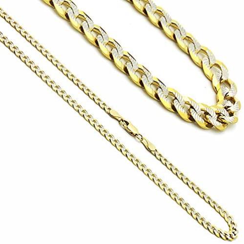 Sterling Silver 3.7mm Two Tone Miami Cuban Chain Necklace 18''-30''