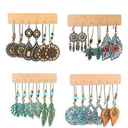 Nanafast 12 Pairs Vintage Earrings Bohemian Statement Earrings for Women Girls Retro Boho Drop Dangle Earrings Set