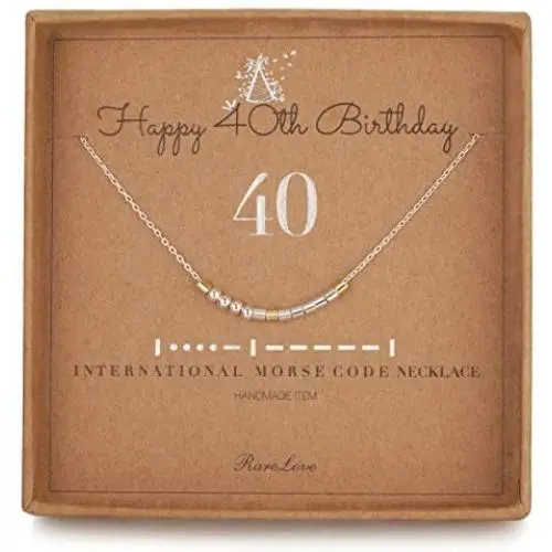 40th Birthday Jewelry Gifts For Women 40 Morse Code Necklace 925 Sterling Silver Two Tone Bead Best Friend Sister 40 Years Old Gift for Her 40th Birthday Jewelry Gifts For Women 40 Morse Code Necklace 925 Sterling Silver Two Tone Bead Best Friend Sister 40 Years Old Gift for Her