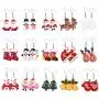 Hanpabum 15 Pairs Christmas Earrings for Women Drop Dangle Earrings Xmas Santa Claus Elk Snowman Holiday Jewelry Set, Ideal Gift