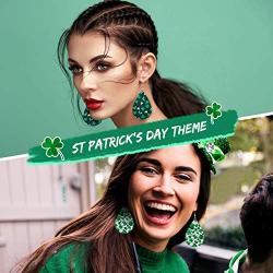 22 Pairs St. Patricks Day Faux Leather Earrings Irish Shamrock Dangle Drop Earrings Lightweight Teardrop Earrings for Women And Girls