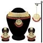 Aheli Faux Kundan Necklace Earrings Maang Tikka Set Indian Ethnic Wedding Fashion Jewelry Set for Women Aheli Faux Kundan Necklace Earrings Maang Tikka Set Indian Ethnic Wedding Fashion Jewelry Set for Women